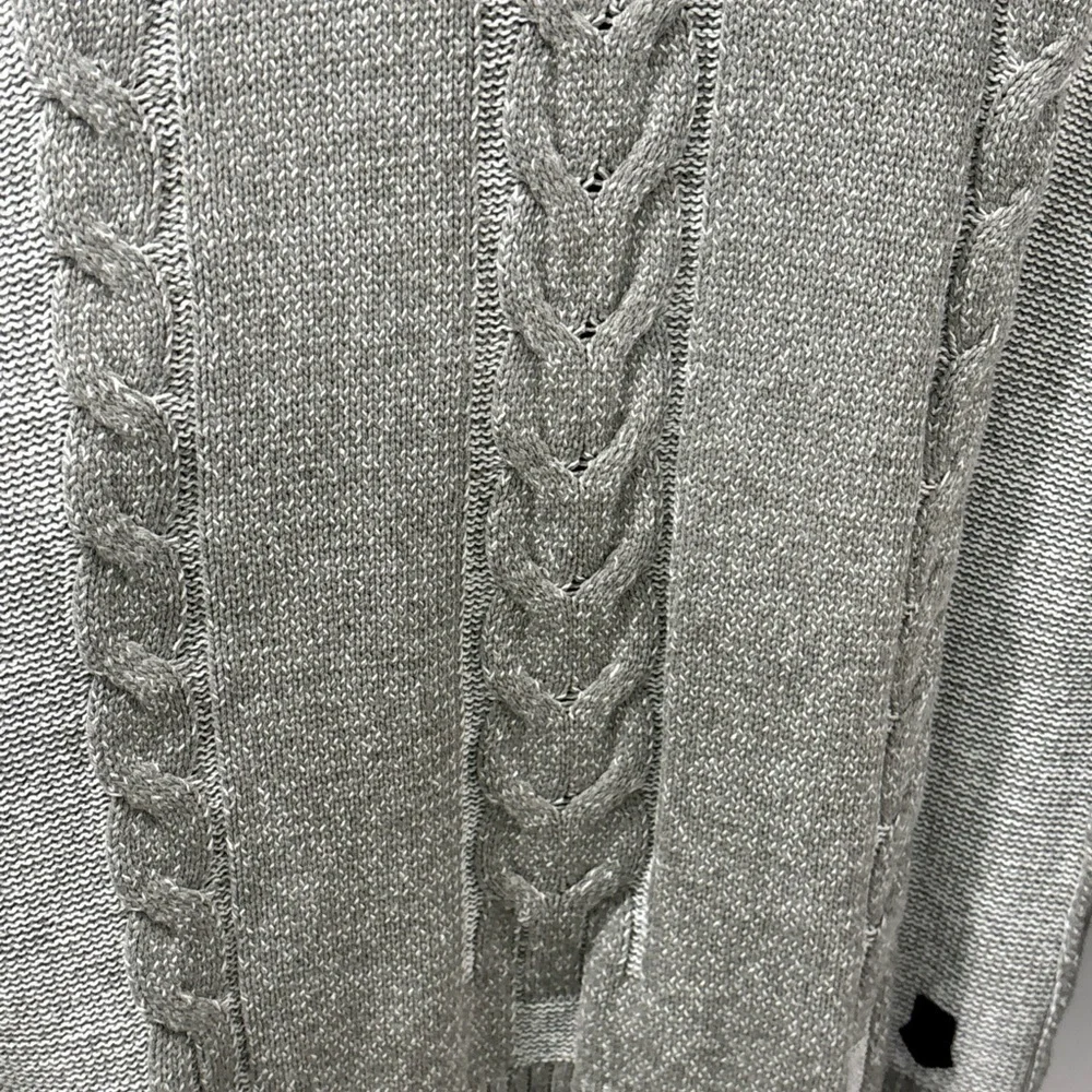 Trash Nouveau Men’s Shawl Neck Cable Knit Sweater Sz L Gray Grandpa Nordic EUC